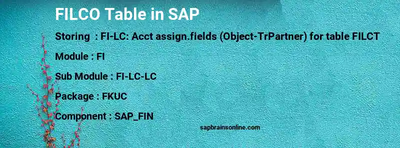 SAP FILCO table