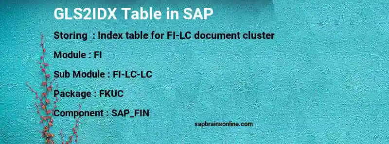 SAP GLS2IDX table