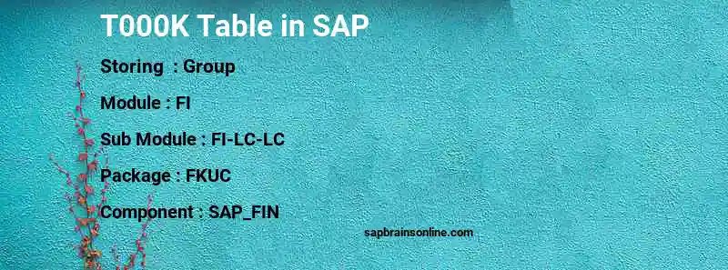 SAP T000K table