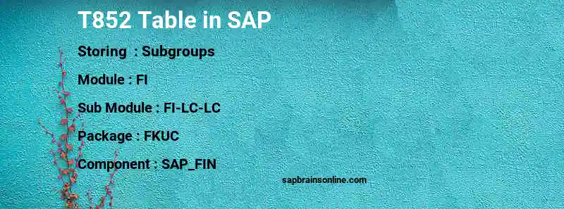 SAP T852 table