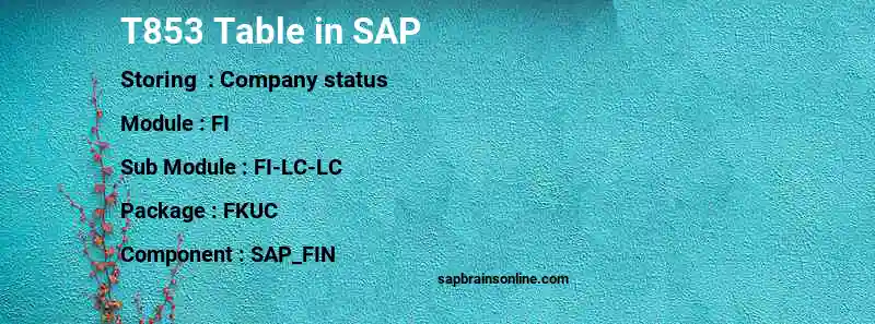 SAP T853 table