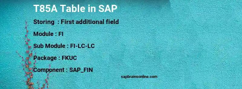 SAP T85A table