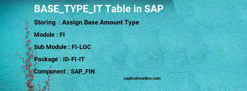SAP BASE_TYPE_IT table