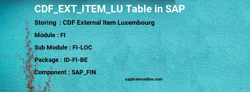 SAP CDF_EXT_ITEM_LU table