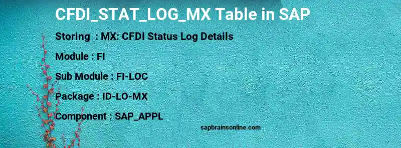 SAP CFDI_STAT_LOG_MX table