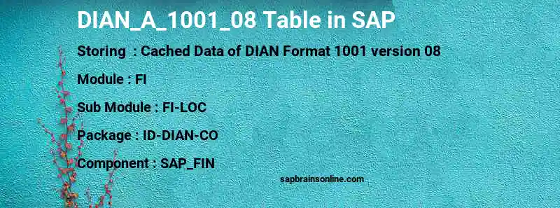 SAP DIAN_A_1001_08 table