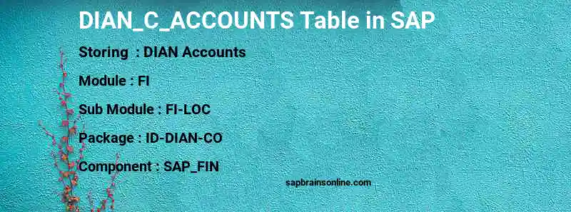 SAP DIAN_C_ACCOUNTS table