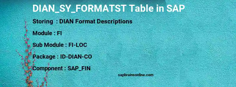 SAP DIAN_SY_FORMATST table