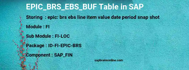 SAP EPIC_BRS_EBS_BUF table