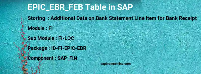 SAP EPIC_EBR_FEB table