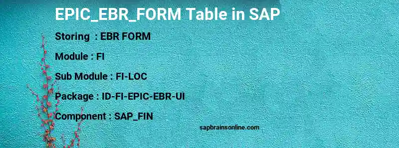 SAP EPIC_EBR_FORM table