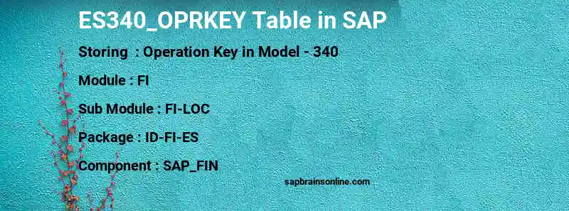 SAP ES340_OPRKEY table