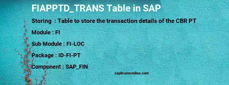 SAP FIAPPTD_TRANS table