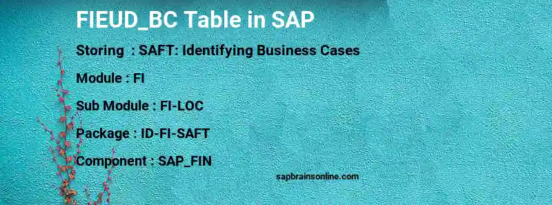 SAP FIEUD_BC table