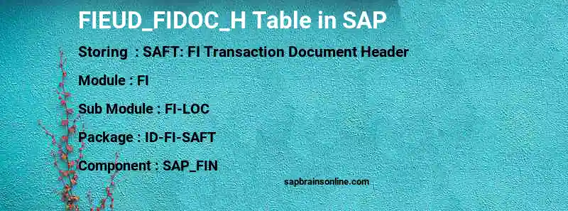 SAP FIEUD_FIDOC_H table