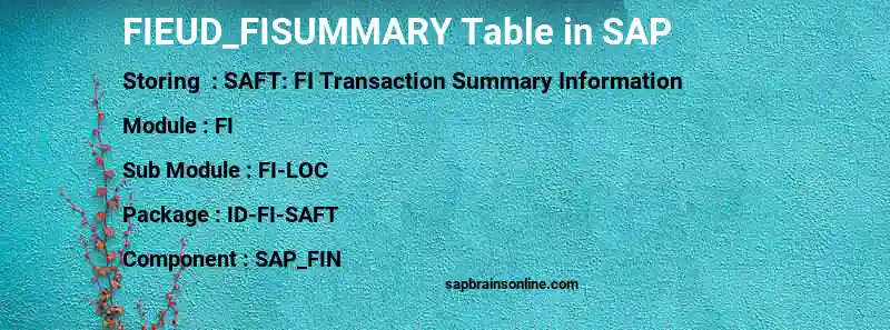SAP FIEUD_FISUMMARY table