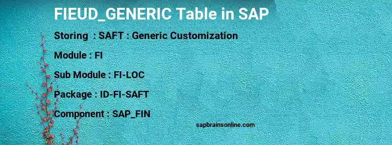 SAP FIEUD_GENERIC table
