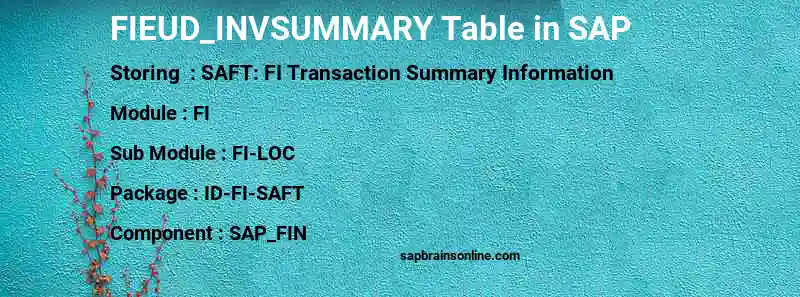 SAP FIEUD_INVSUMMARY table