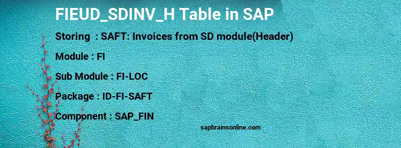 SAP FIEUD_SDINV_H table