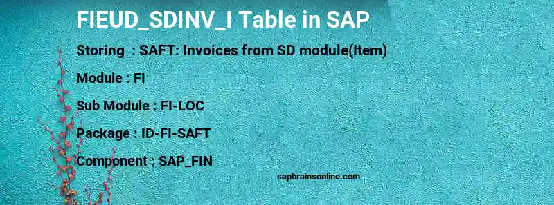 SAP FIEUD_SDINV_I table