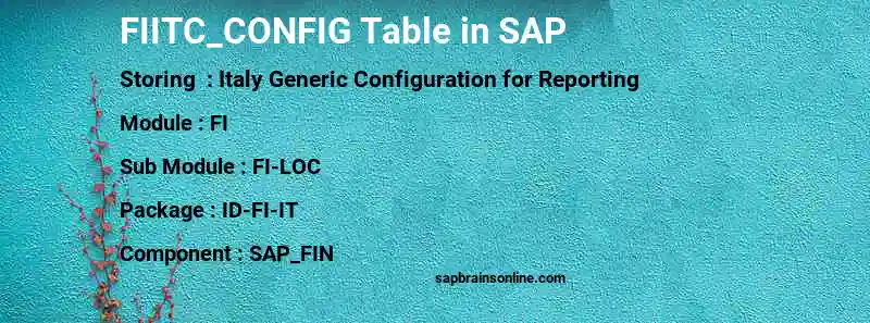 SAP FIITC_CONFIG table