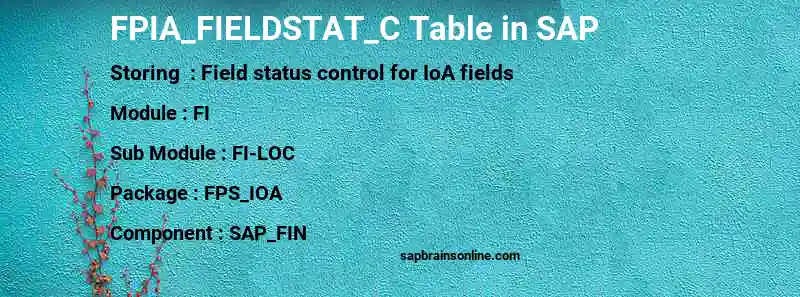 SAP FPIA_FIELDSTAT_C table