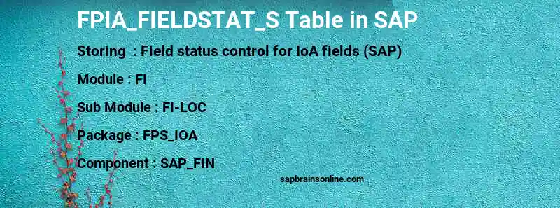 SAP FPIA_FIELDSTAT_S table