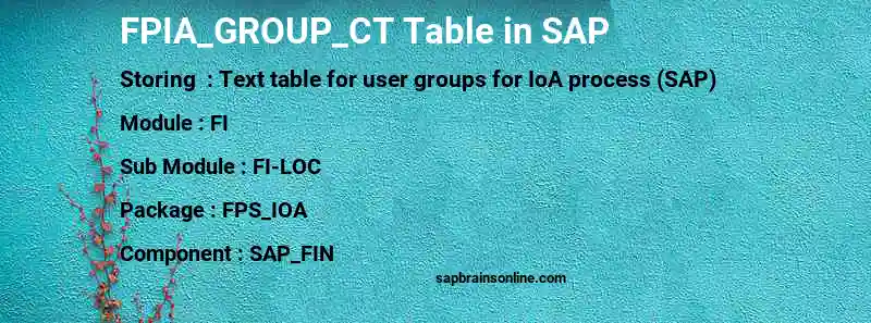 SAP FPIA_GROUP_CT table