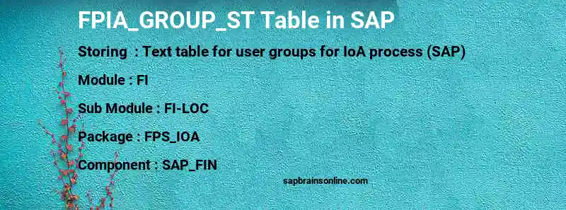 SAP FPIA_GROUP_ST table