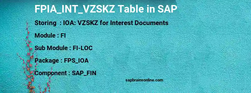SAP FPIA_INT_VZSKZ table