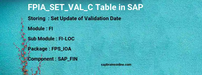 SAP FPIA_SET_VAL_C table