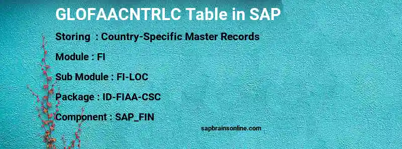 SAP GLOFAACNTRLC table