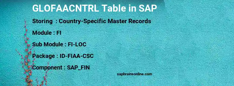 SAP GLOFAACNTRL table
