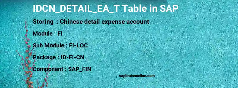 SAP IDCN_DETAIL_EA_T table