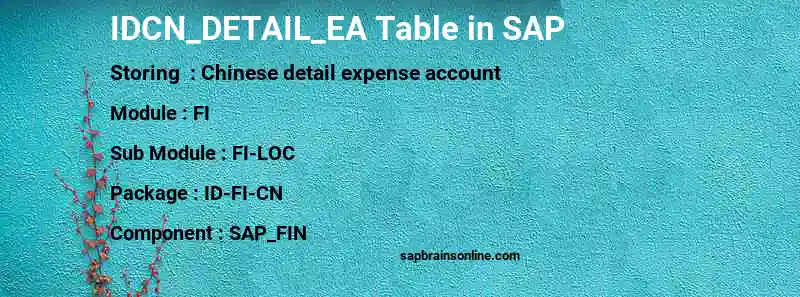 SAP IDCN_DETAIL_EA table