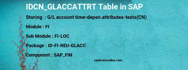 SAP IDCN_GLACCATTRT table