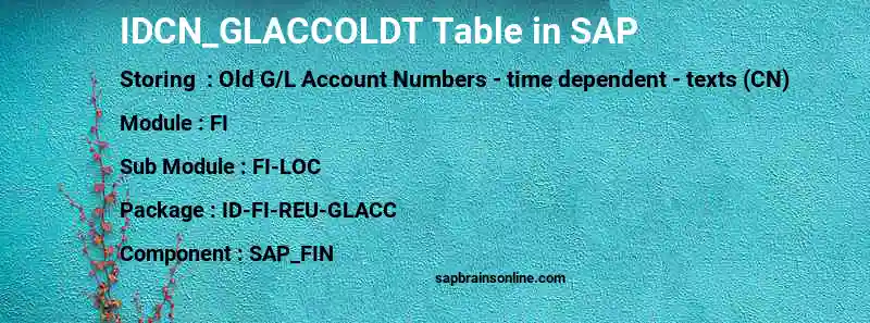 SAP IDCN_GLACCOLDT table