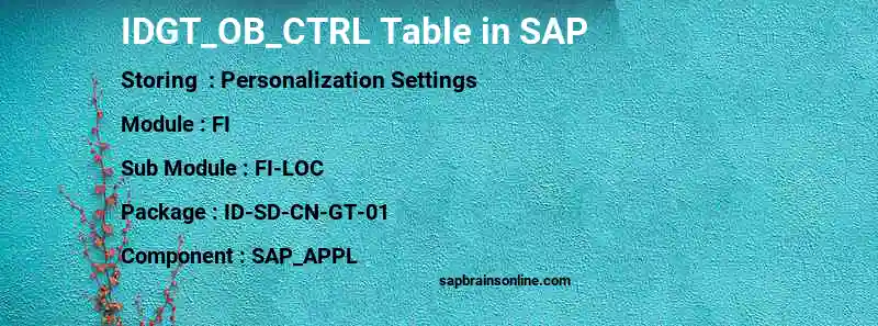 SAP IDGT_OB_CTRL table