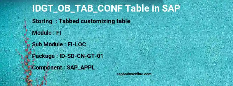 SAP IDGT_OB_TAB_CONF table
