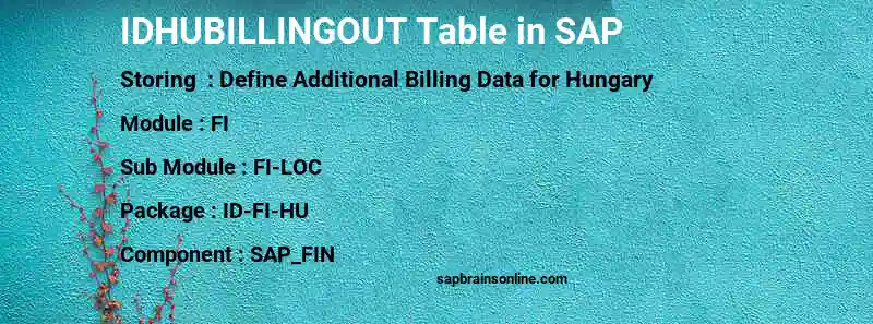 SAP IDHUBILLINGOUT table