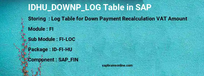 SAP IDHU_DOWNP_LOG table