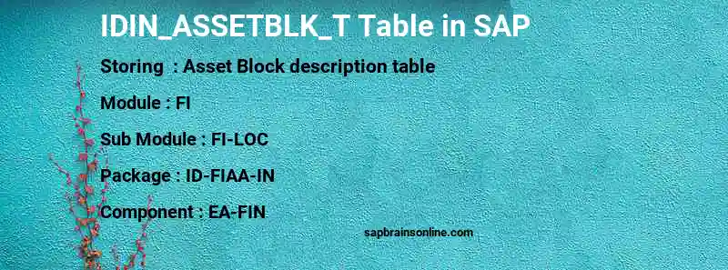 SAP IDIN_ASSETBLK_T table