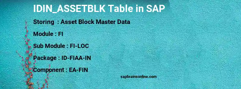 SAP IDIN_ASSETBLK table