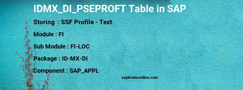 SAP IDMX_DI_PSEPROFT table