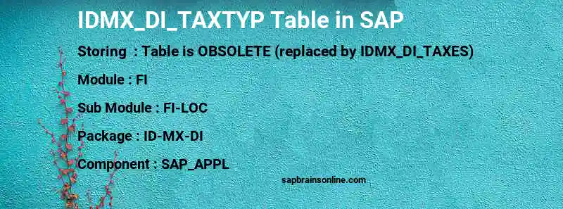 SAP IDMX_DI_TAXTYP table