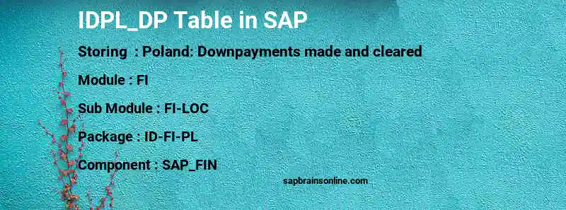 SAP IDPL_DP table