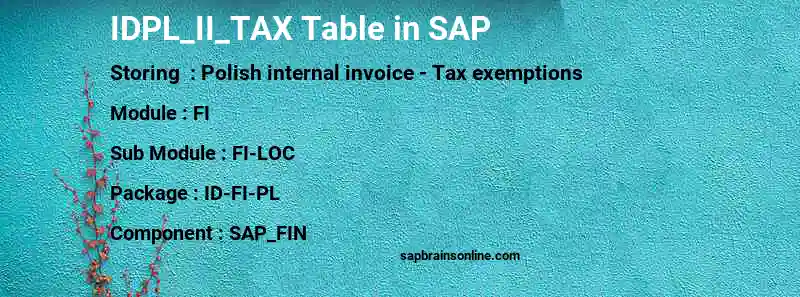 SAP IDPL_II_TAX table