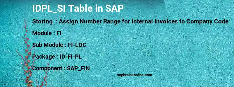 SAP IDPL_SI table