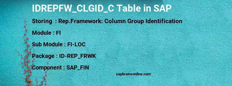 SAP IDREPFW_CLGID_C table