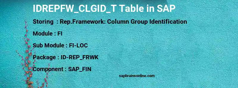 SAP IDREPFW_CLGID_T table